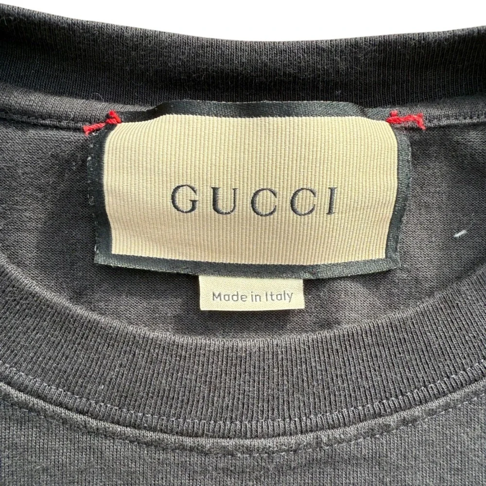 Gucci Graphic T Shirt Red White Lightning Bolt Black Made in‎ Italy XS